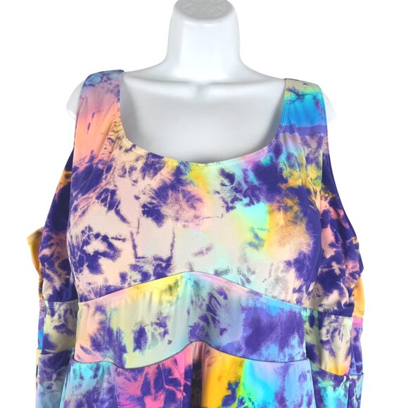 Torrid Tie Dye Swim Dress One Piece Swimsuit 6X Colorful Beach SW-2114 - Picture 3 of 8